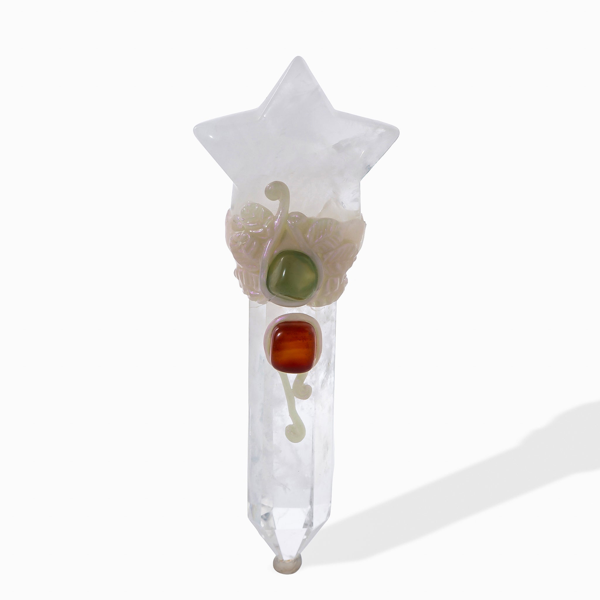 Handcrafted Moon & Star Quartz Wand