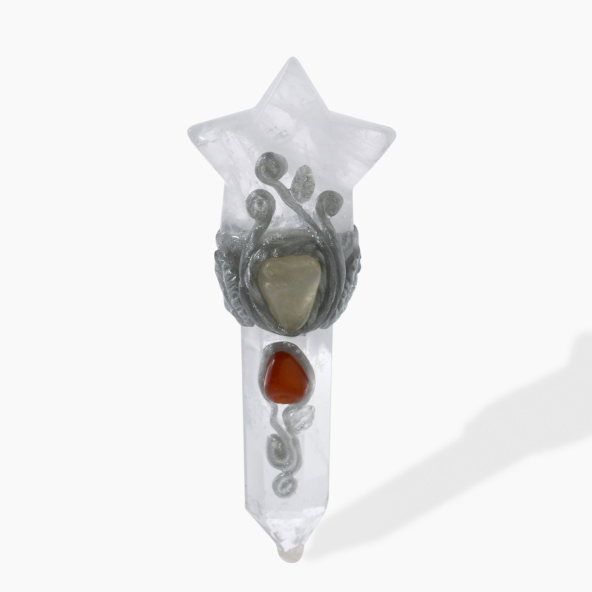 Handcrafted Moon & Star Quartz Wand