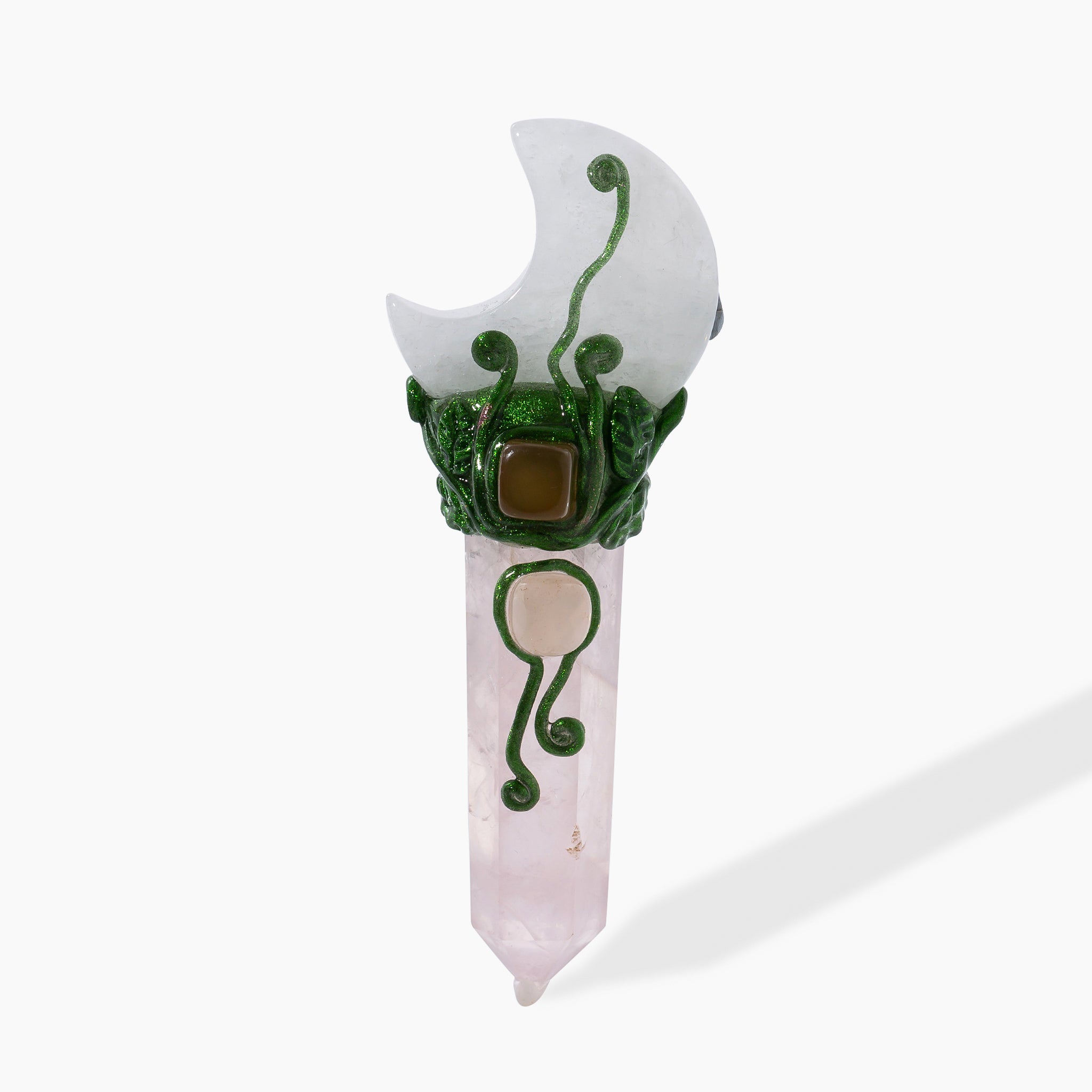 Handcrafted Moon & Star Quartz Wand
