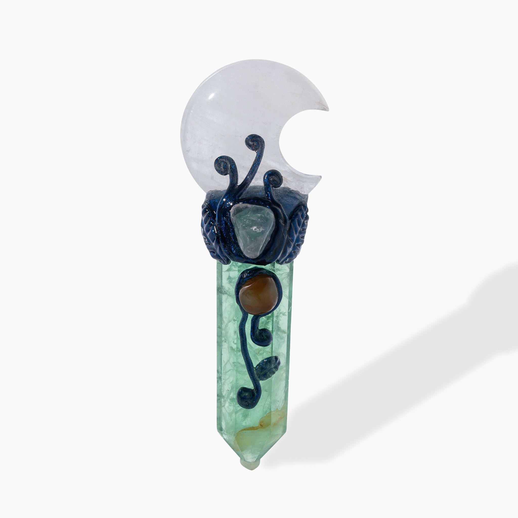 Handcrafted Moon & Star Quartz Wand