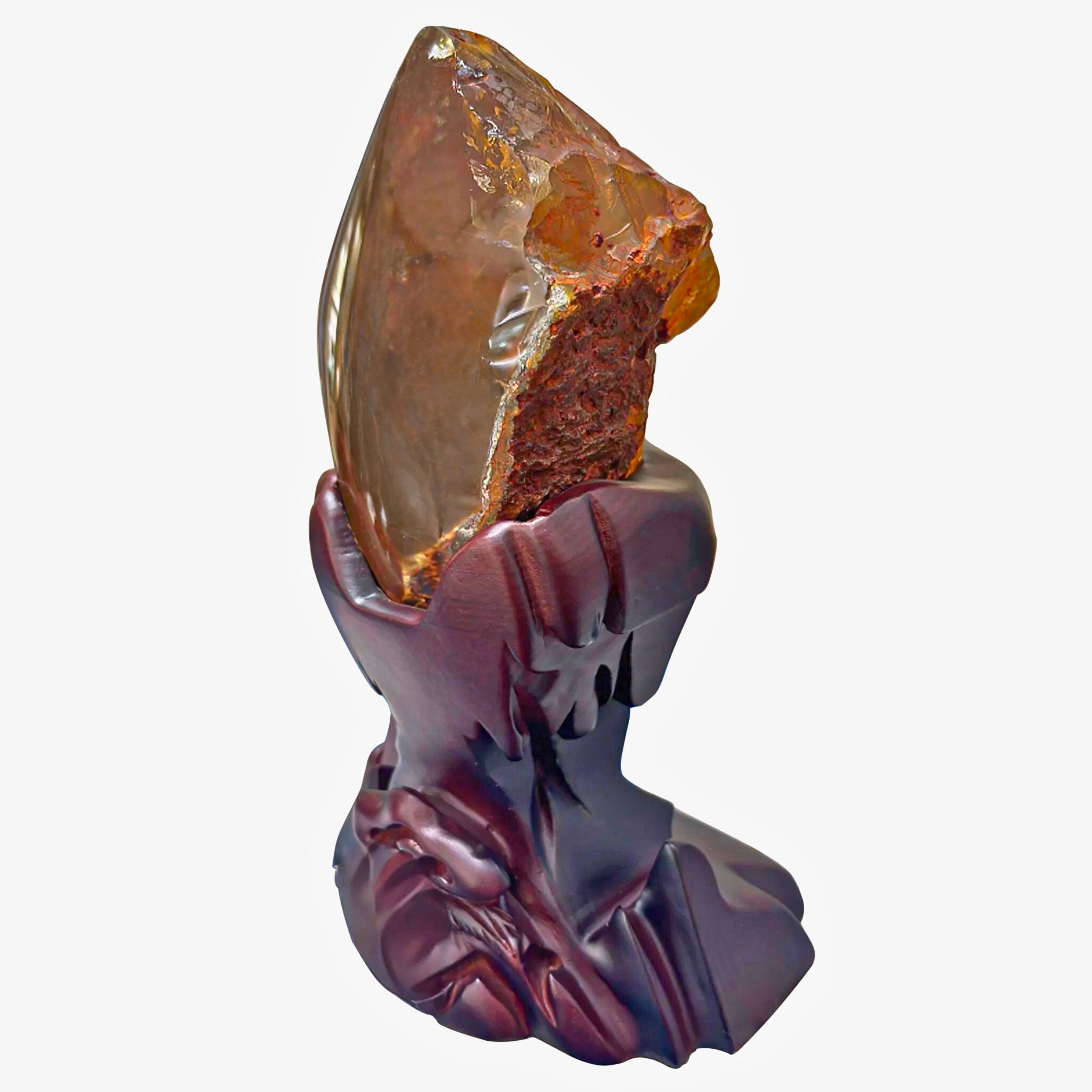 Natural Feng Shui Clear Quartz Decor — “The Amber Flame”