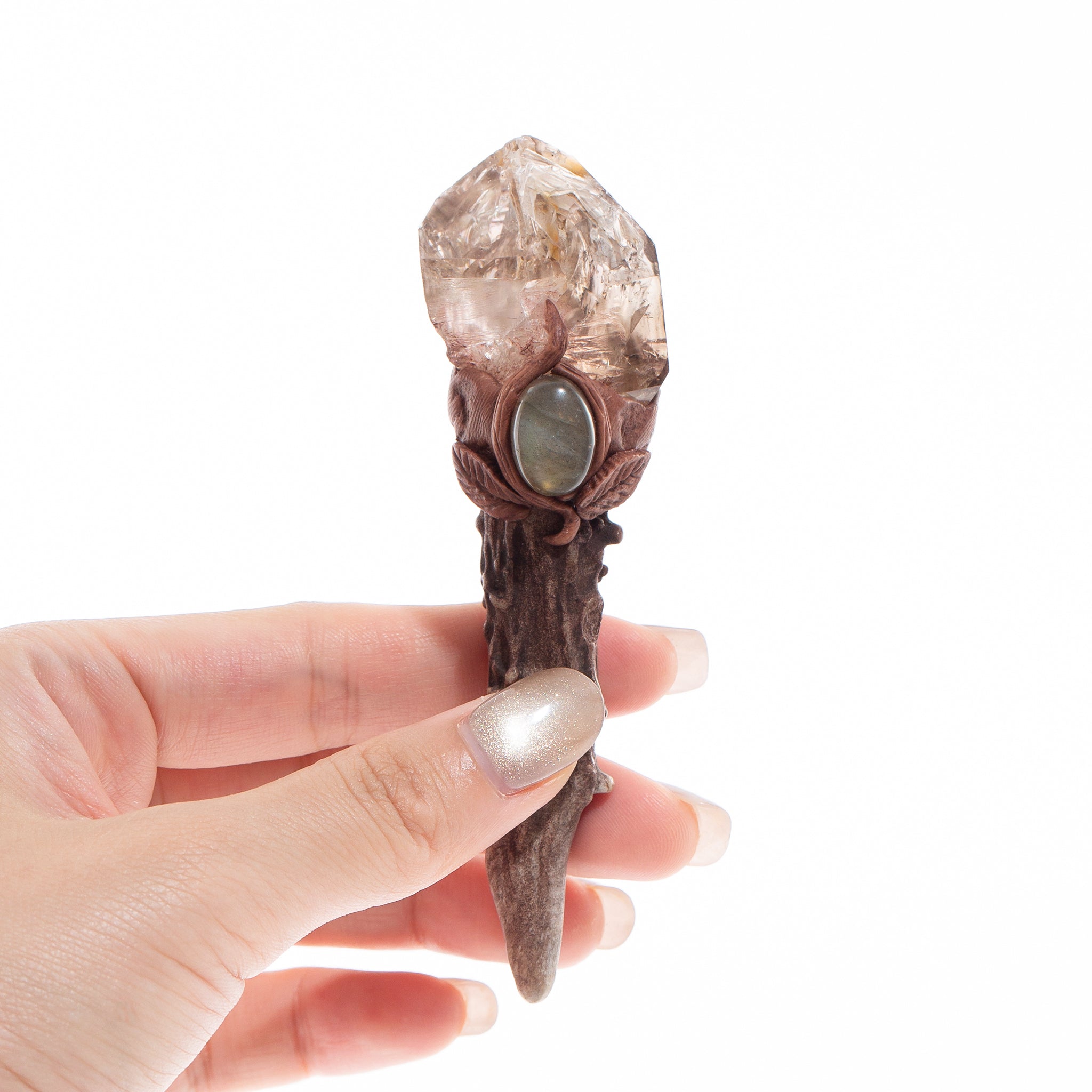 Antler Wand-Herkimer Quartz & Elestial Quartz