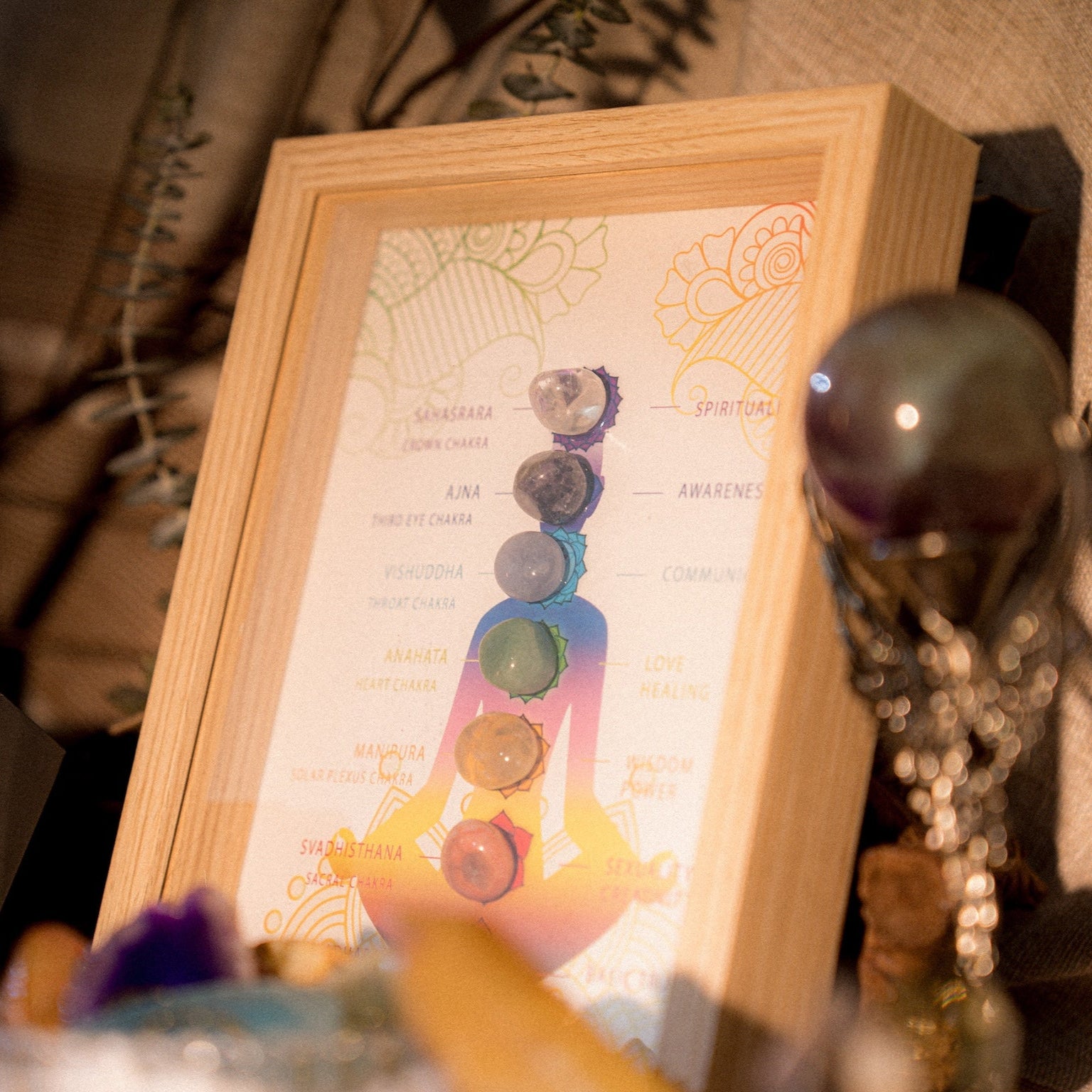 Seven Chakra Tumbled Stone Photo Frame (Lighted)