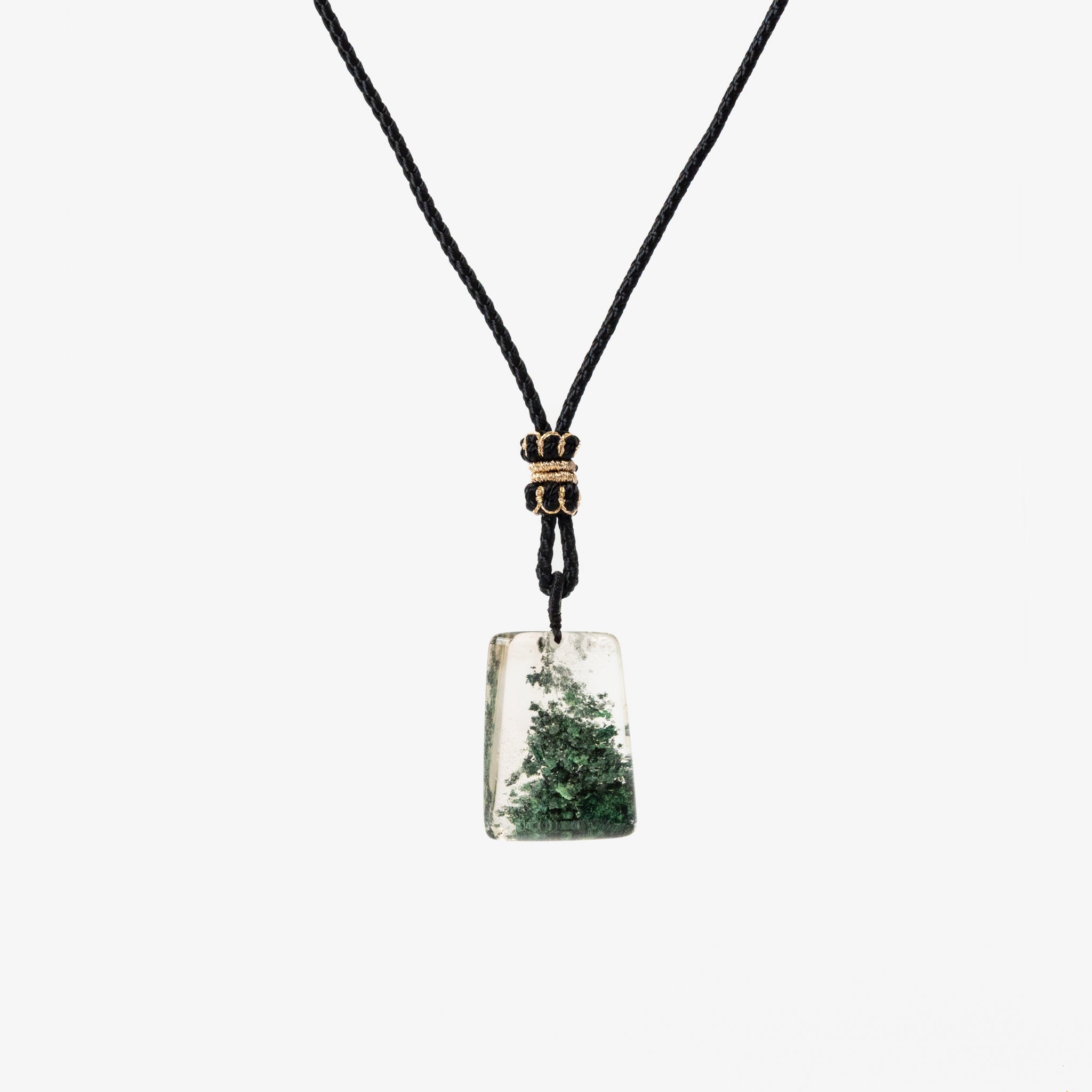 Green Phantom Necklace with lush green crystals, bringing natural energy to daily wear.