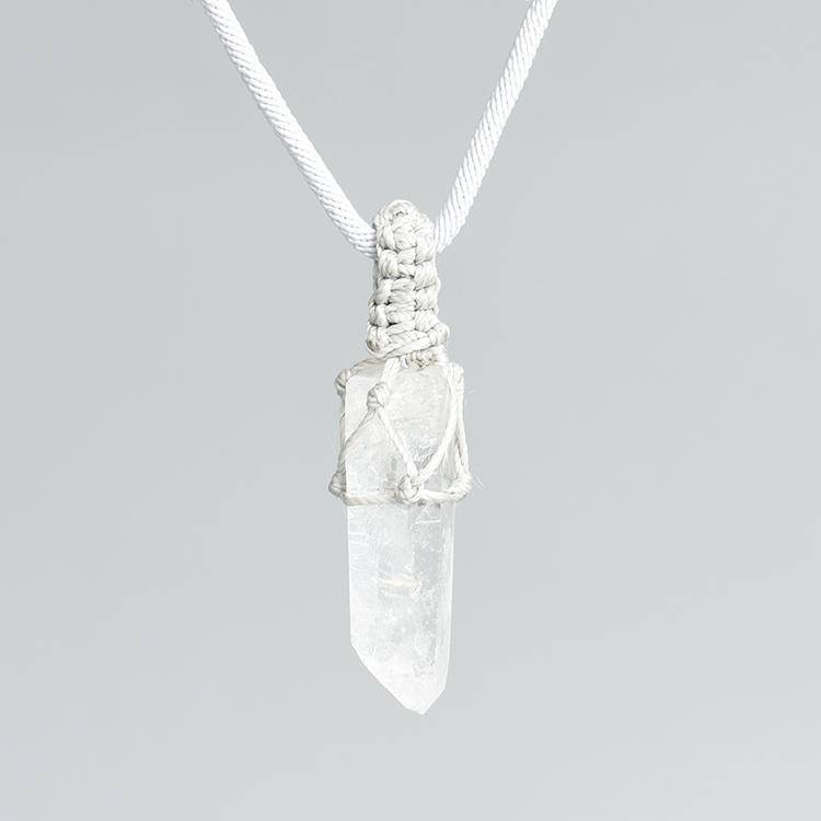 Handwoven White Quartz Necklace with two variants, blending art and purity in daily styling.