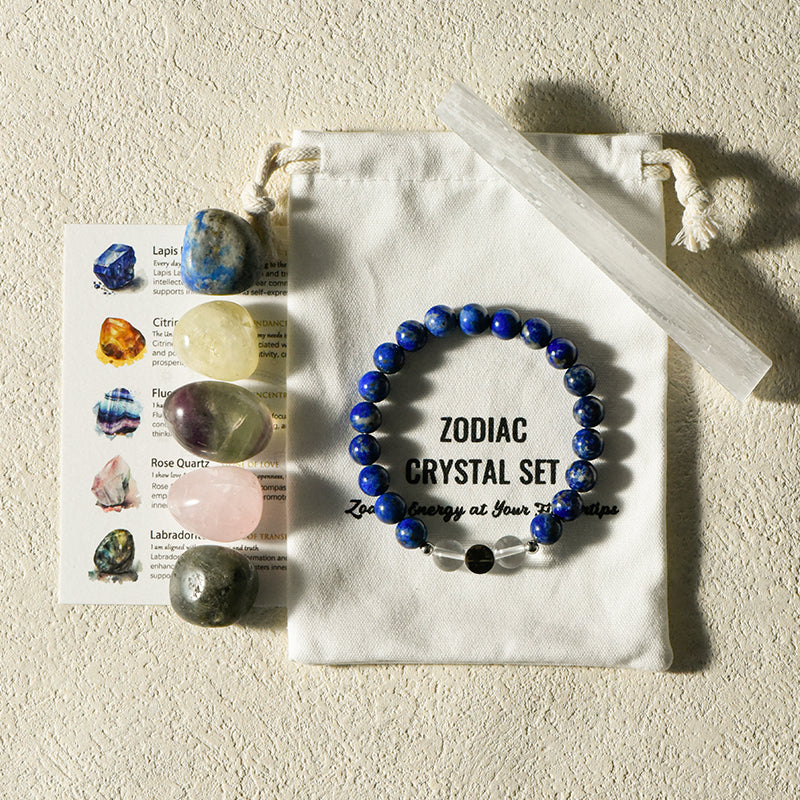 Libra Set with Healing Stone, Bracelet, Selenite, and Opalite for Libra balance in home decor.