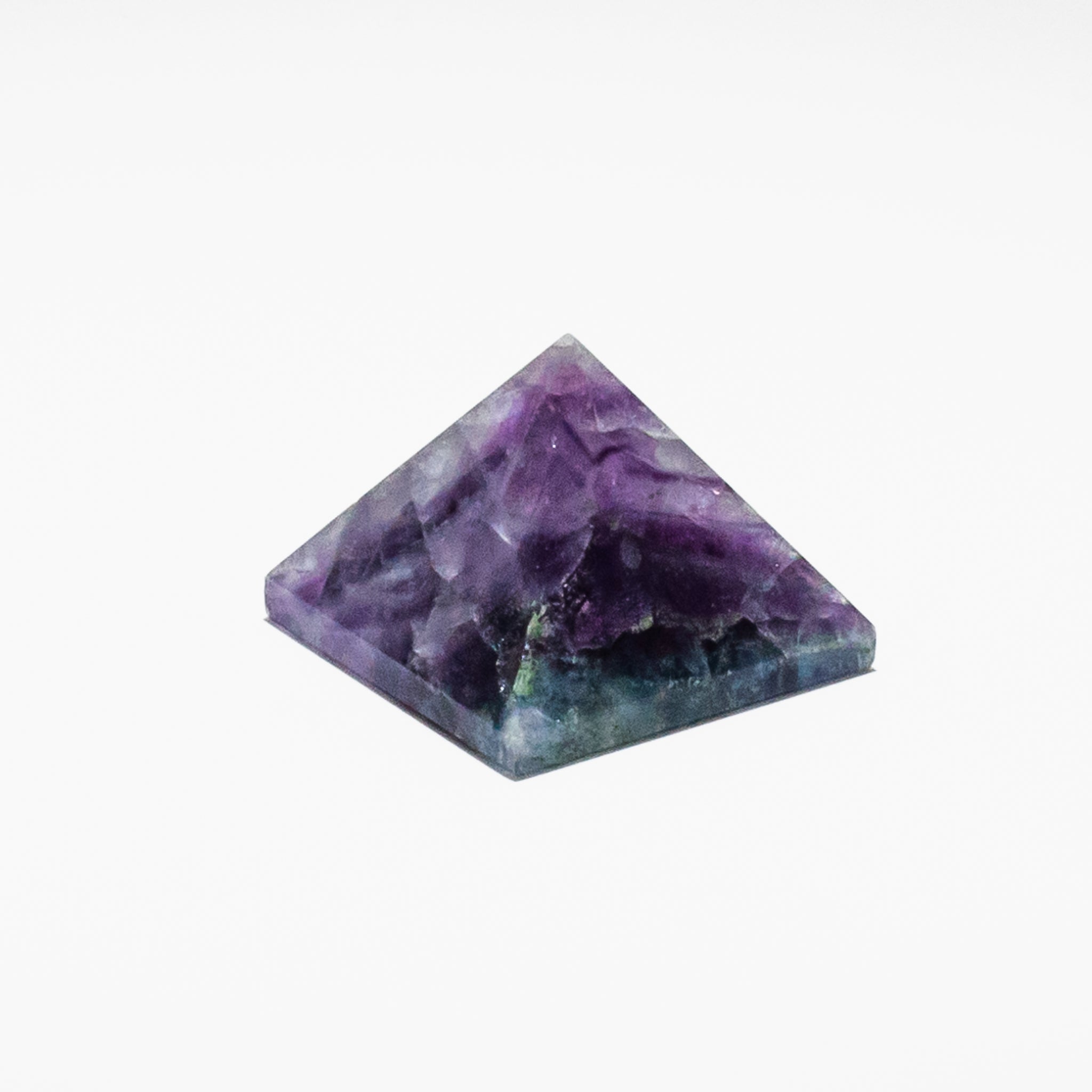 Purple Fluorite Pyramid decor piece with rich purple hues, ideal for spiritual home accents.