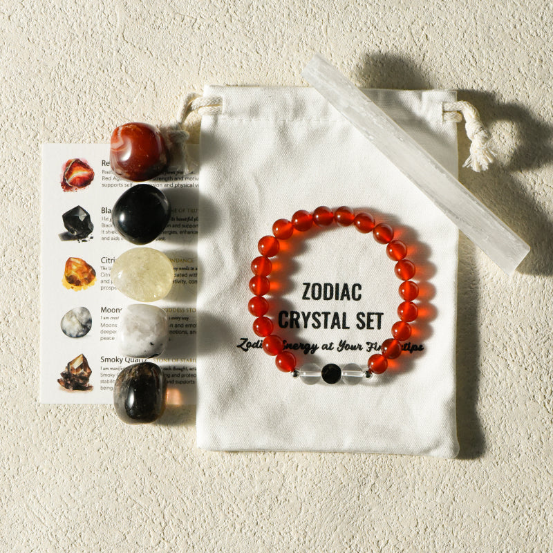 Scorpio Set with Healing Stone, Bracelet, Selenite, and Obsidian for Scorpio transformative energy.