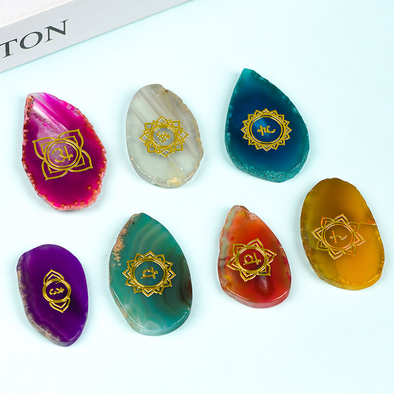 Seven Chakra Agate Slice Set