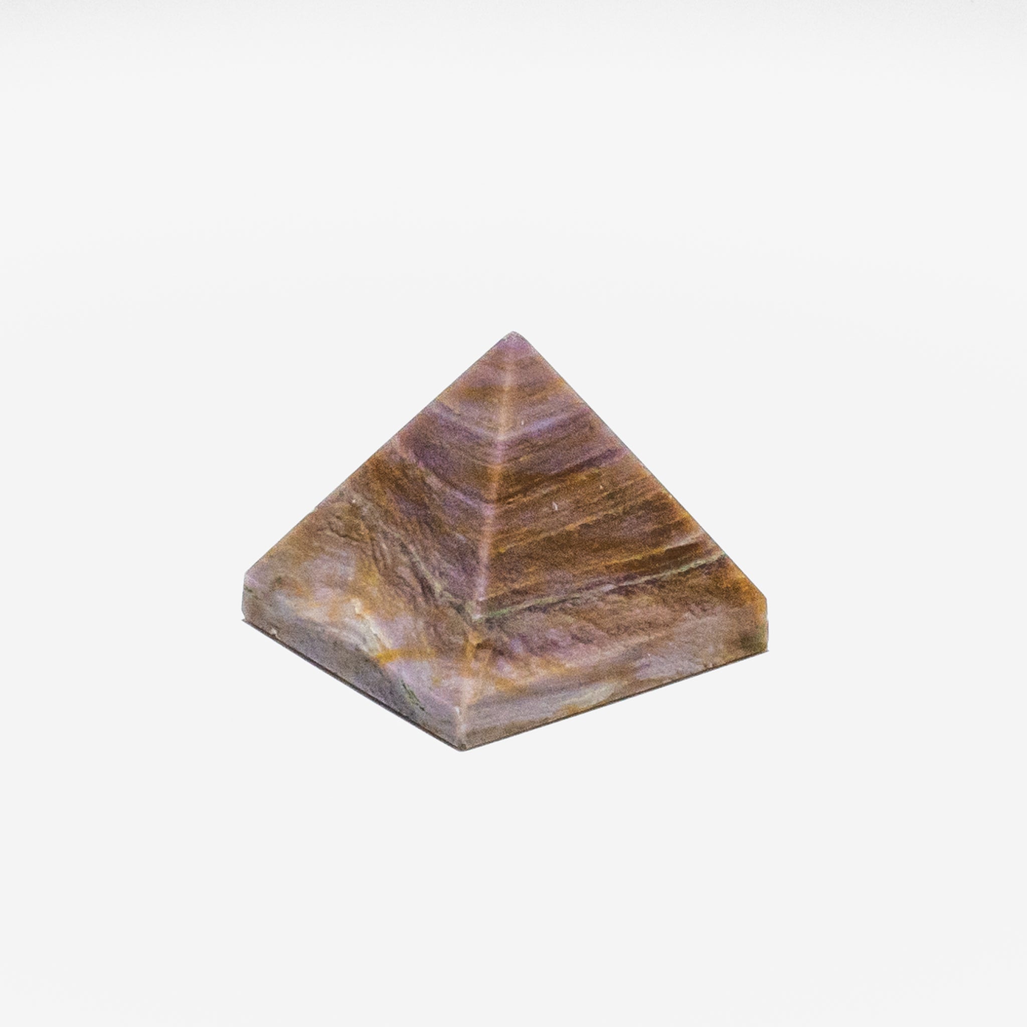 Silk Fluorite Pyramid decor piece with iridescent green and purple tones for elegant styling.