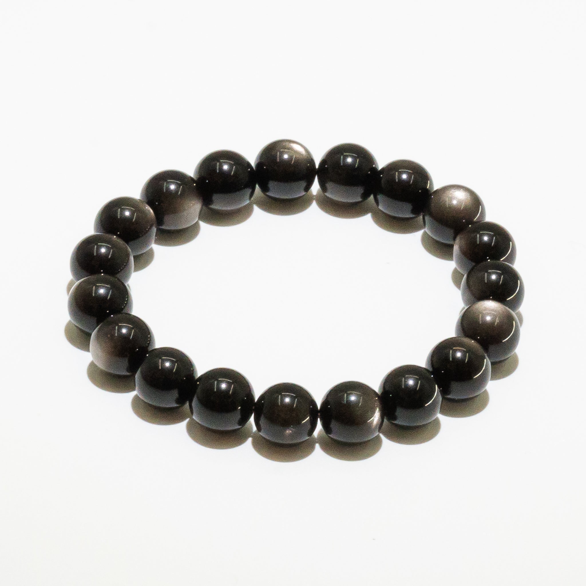 Silver Obsidian Bracelet 10mm 16cm with shimmering silver-black tones for protective energy.