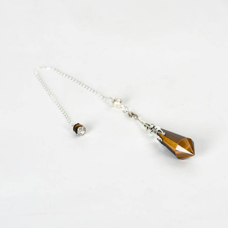 Tiger Eye Pendulum with golden-brown stripes, perfect for protective energy and divination.