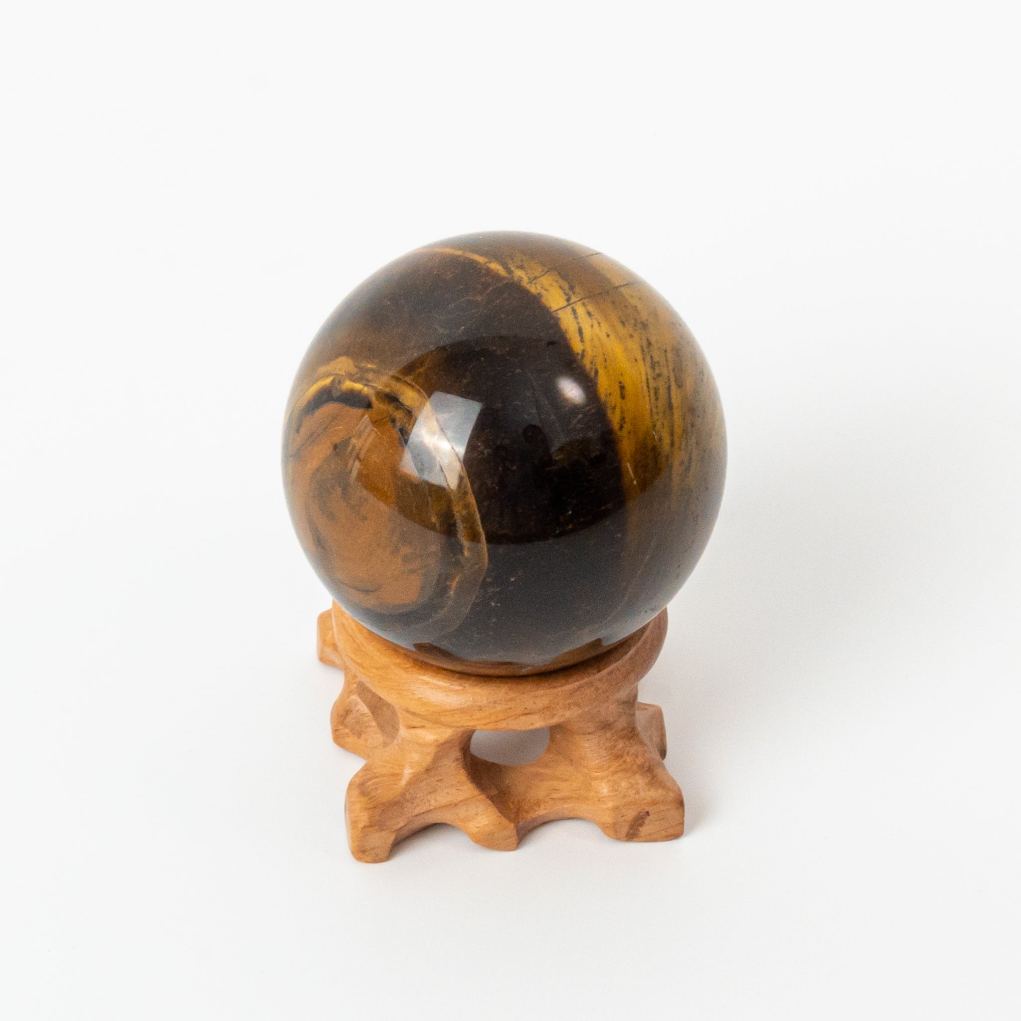 Tiger Eye Sphere with LED Base 6cm, adding grounding energy to home interiors.