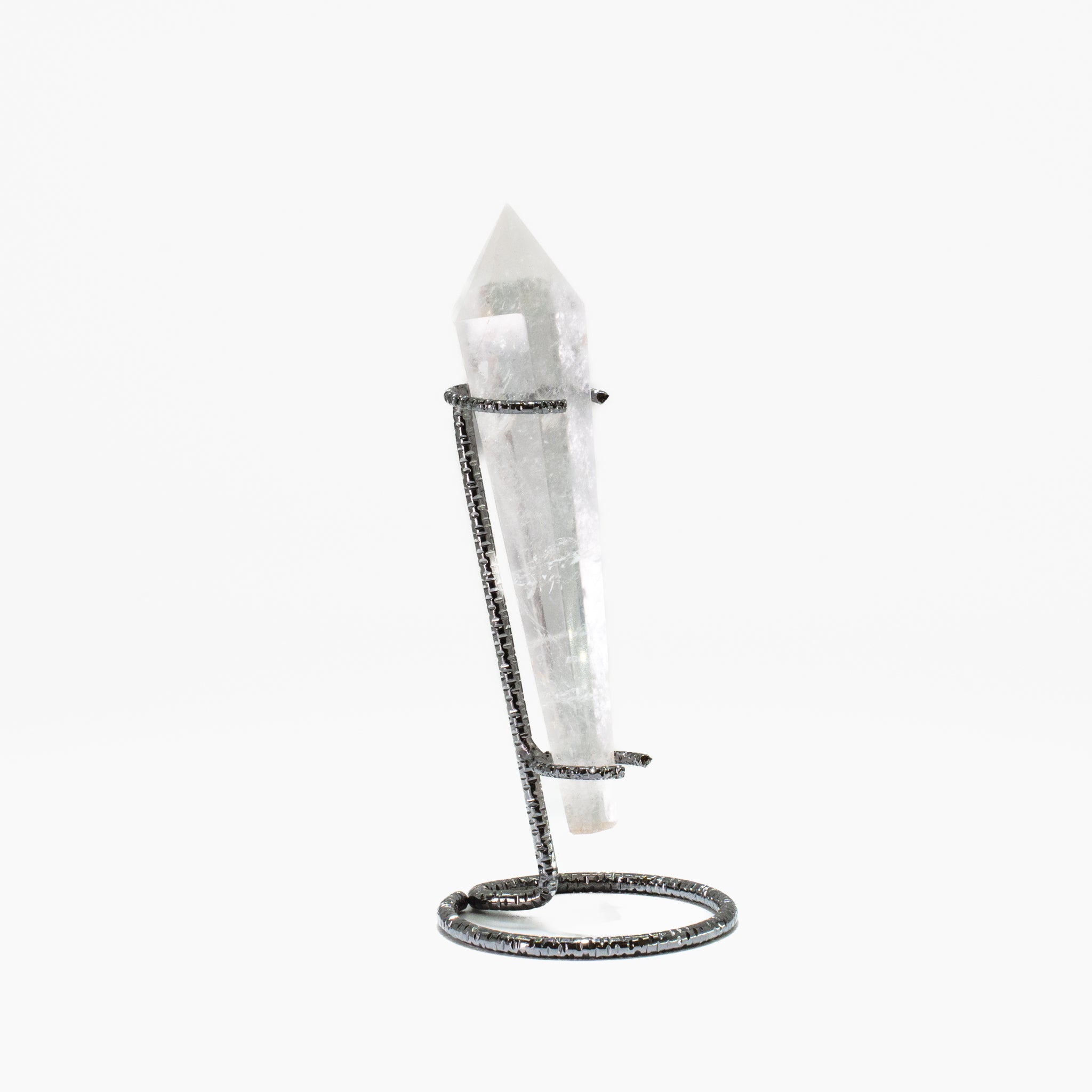 White Quartz Scepter with Base for home decor, featuring milky white tones and natural clarity.