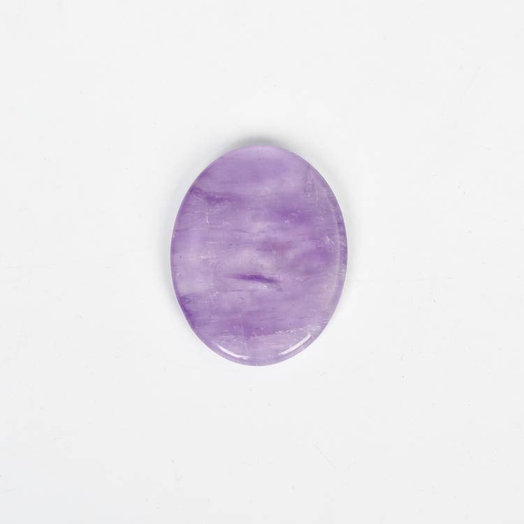Amethyst Worry Stone with deep purple crystals, ideal for stress relief and home aesthetics.
