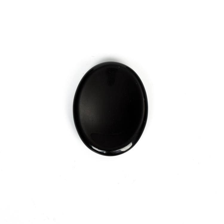 Black Obsidian Worry Stone with glossy black finish, ideal for protective energy and stress relief.