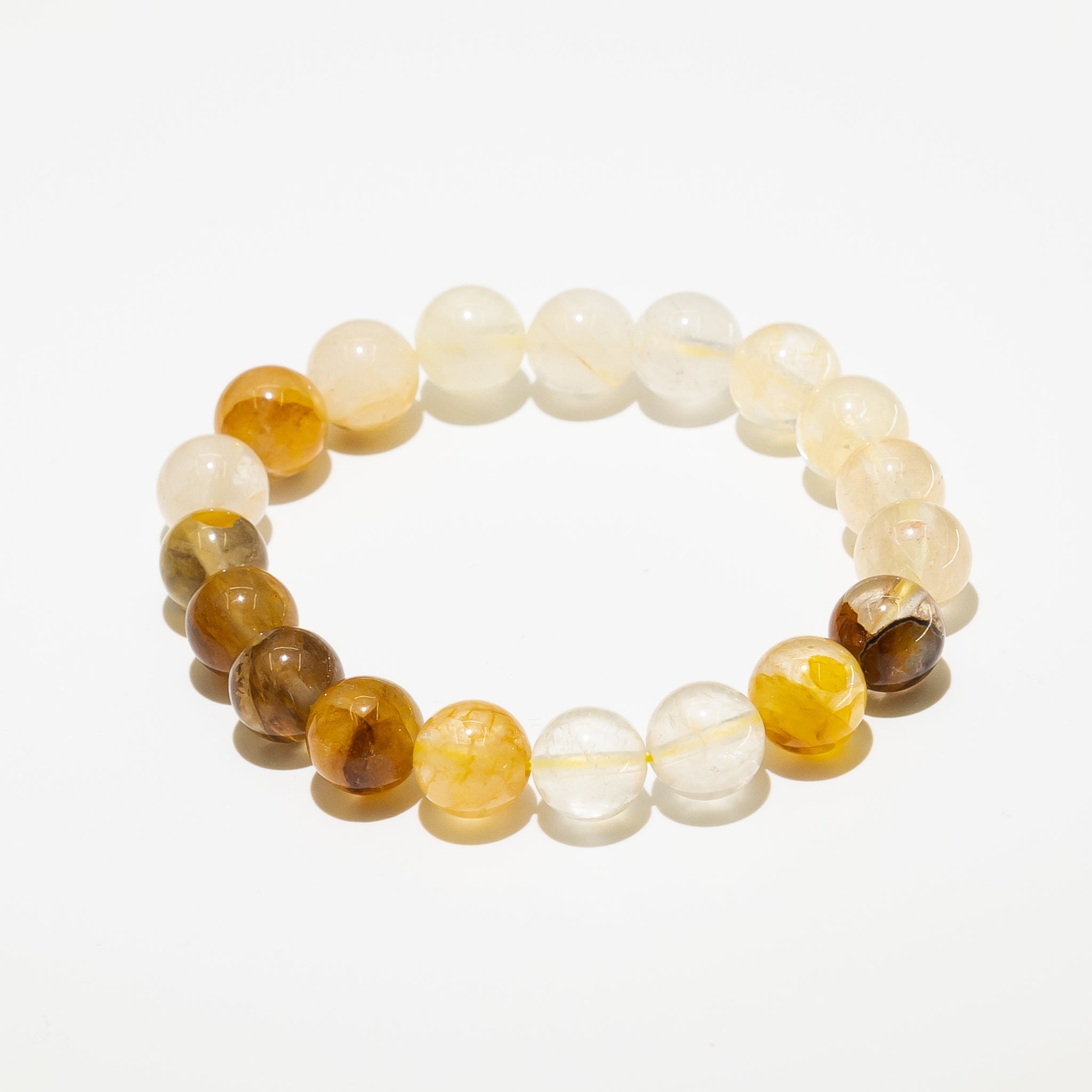 Yellow Calcite Bracelet 10mm 16cm with bright yellow tones, promoting positivity in daily wear.