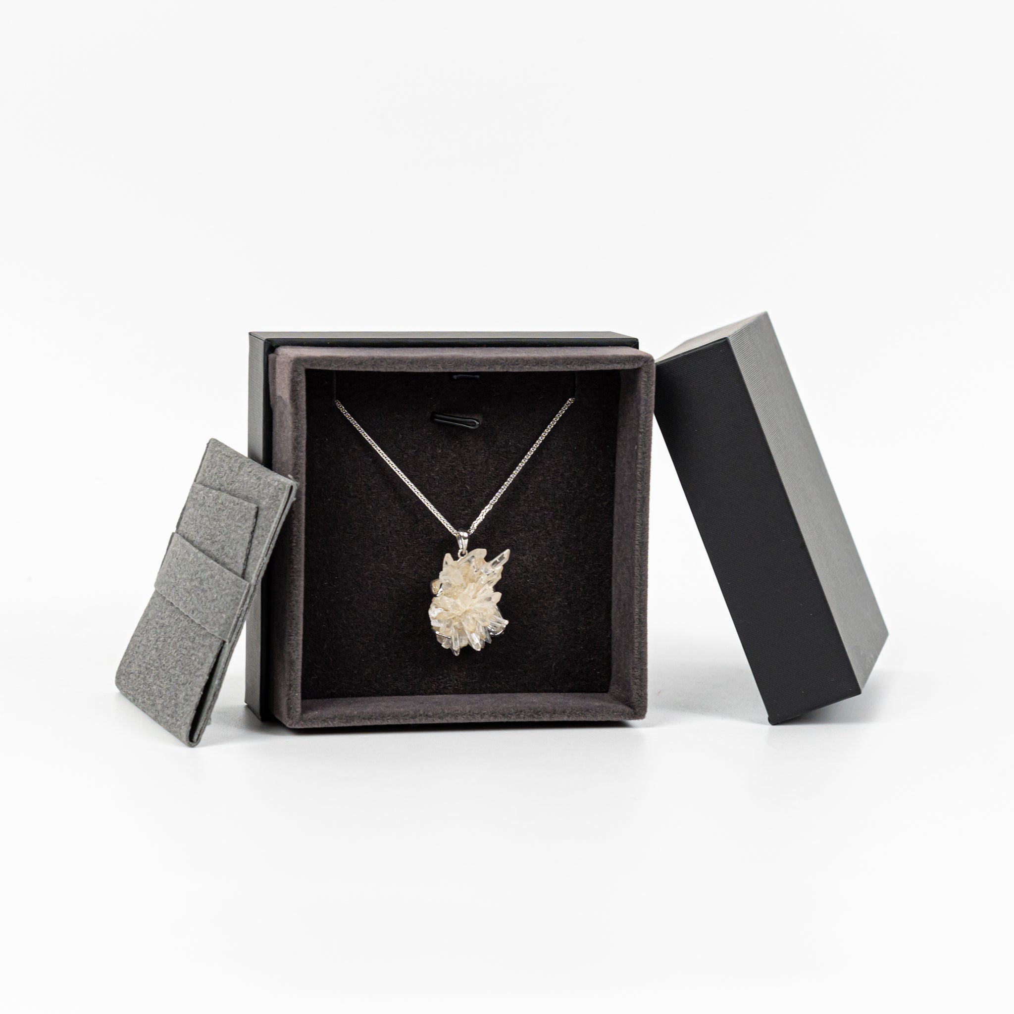Natural White Quartz Cluster Necklace