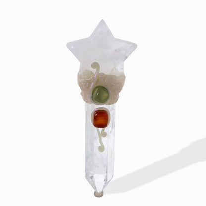 Handcrafted  Moon & Star Quartz Wand