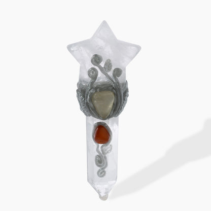 Handcrafted  Moon & Star Quartz Wand