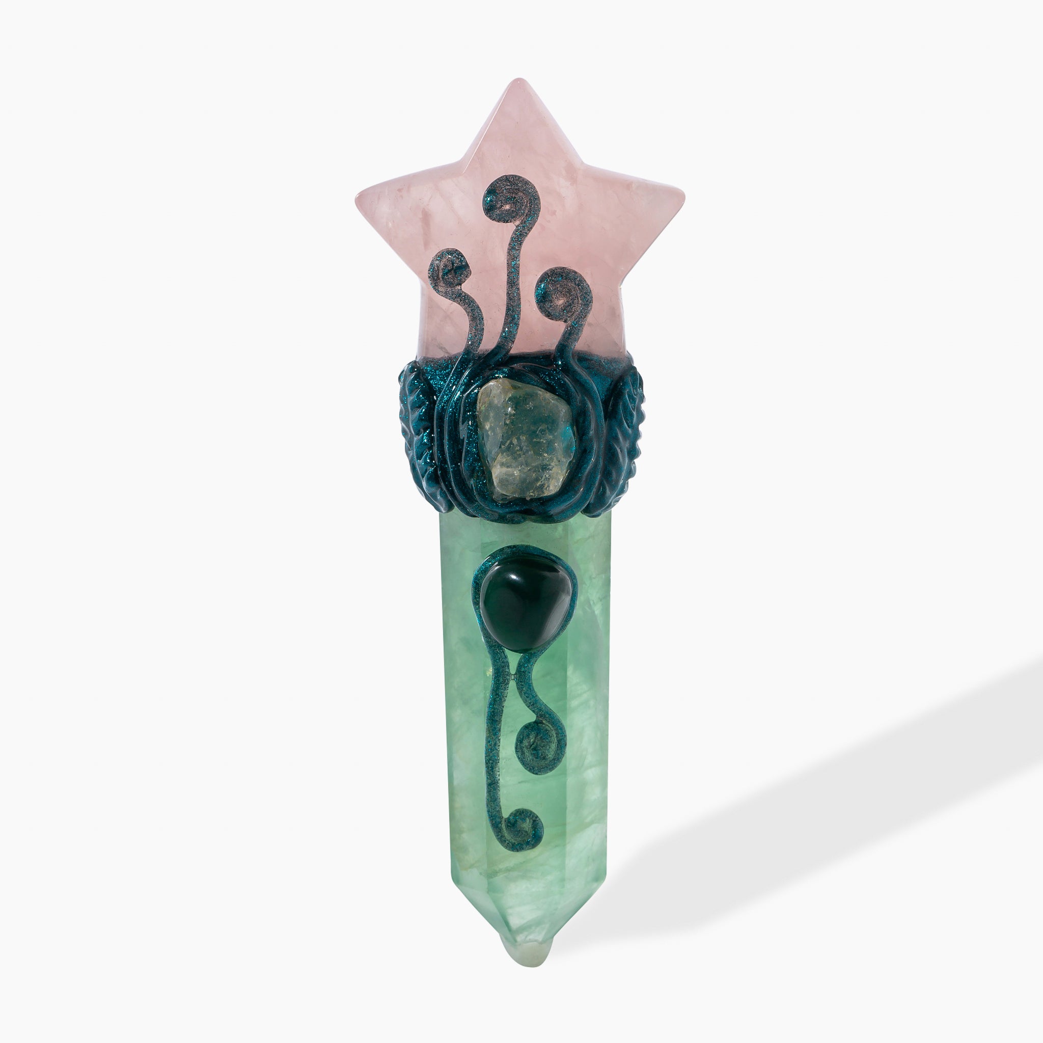 Handcrafted  Moon & Star Quartz Wand