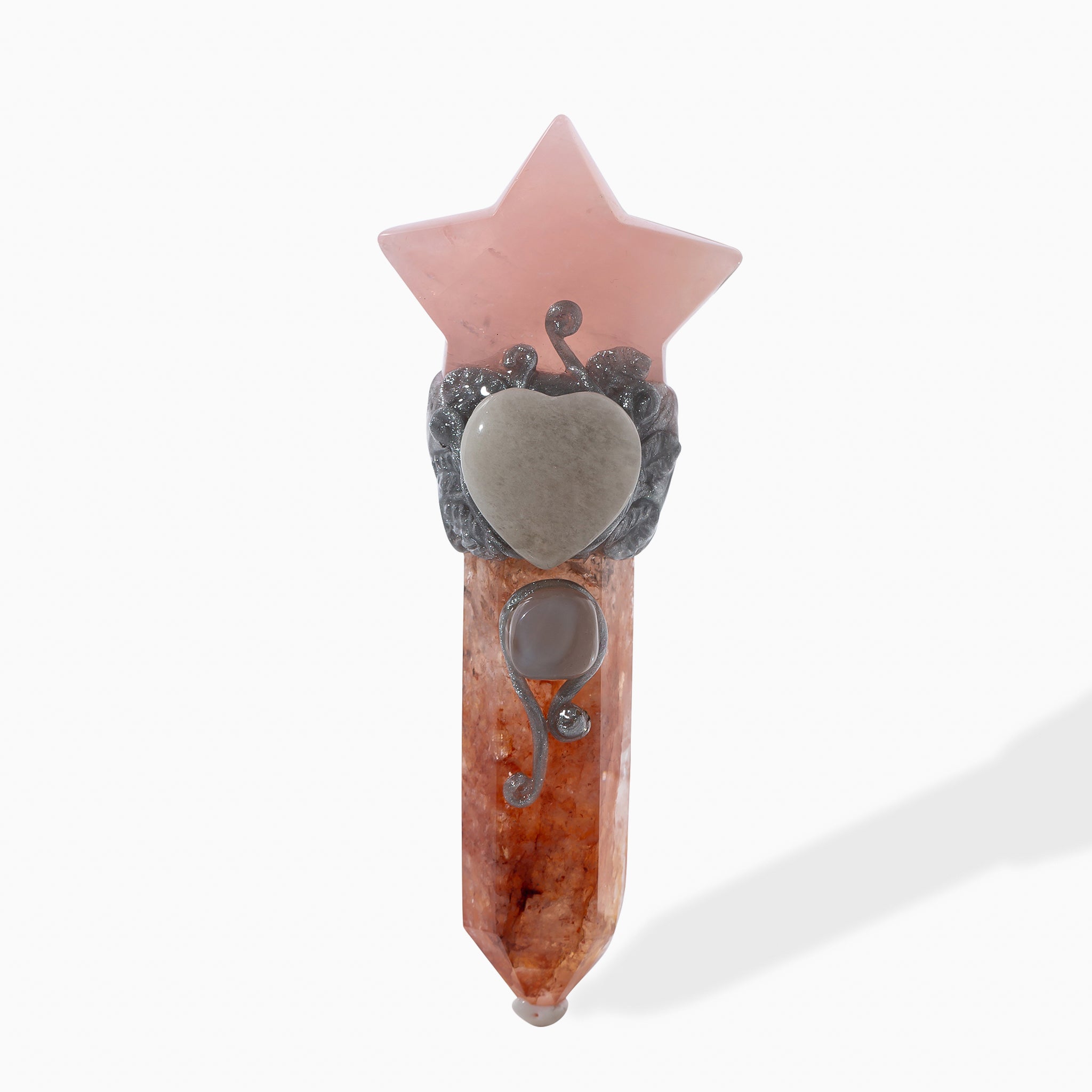 Handcrafted  Moon & Star Quartz Wand