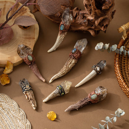 Antler Wand-Herkimer Quartz & Elestial Quartz