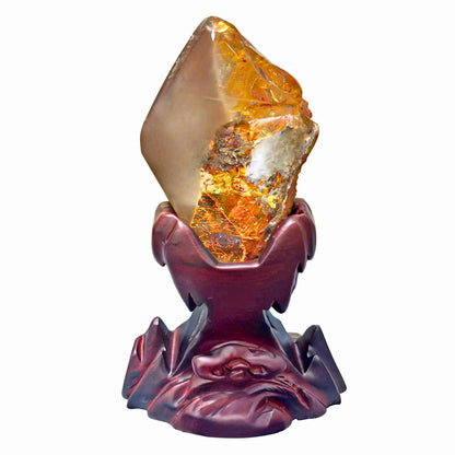 Natural Feng Shui Clear Quartz Decor — “The Amber Flame”
