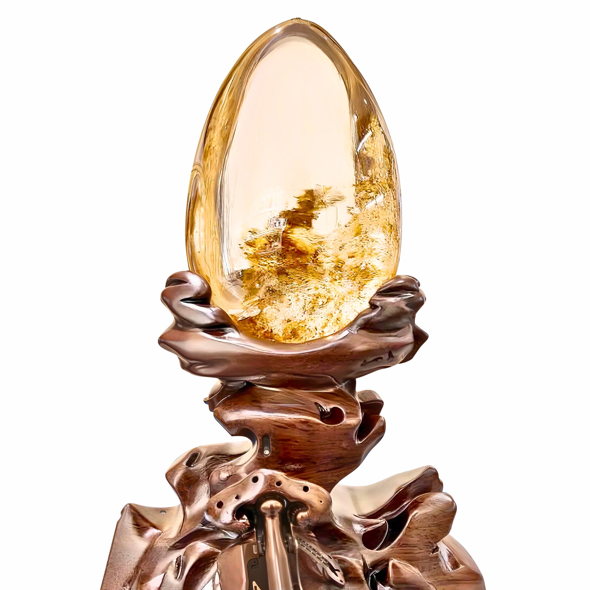 Natural Feng Shui Clear Quartz Decor — “The Golden Blossom”