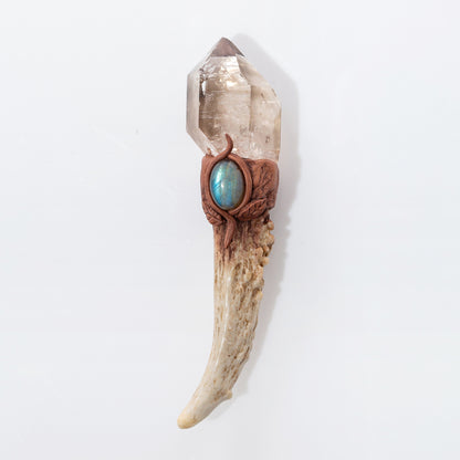 Antler Wand-Herkimer Quartz & Elestial Quartz