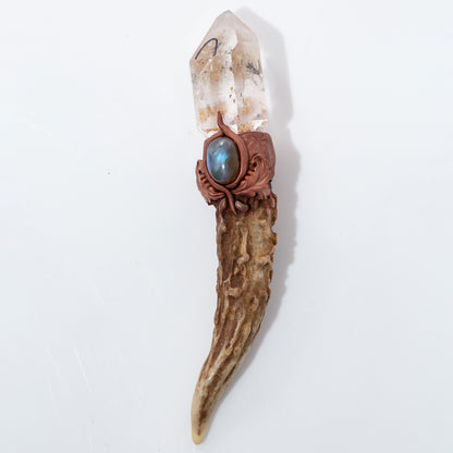 Antler Wand-Herkimer Quartz & Elestial Quartz
