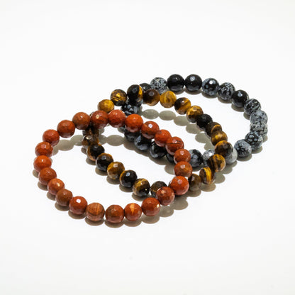 Guardian Power Bracelet with Snowflake Obsidian and Black Tourmaline for protective energy.