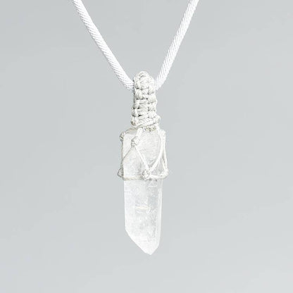 Handwoven White Quartz Necklace with two variants, blending art and purity in daily styling.