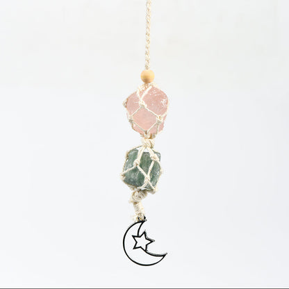 Rose Quartz Car Decor with Rose Quartz, Amethyst, and Clear Quartz for love and harmony on the go.