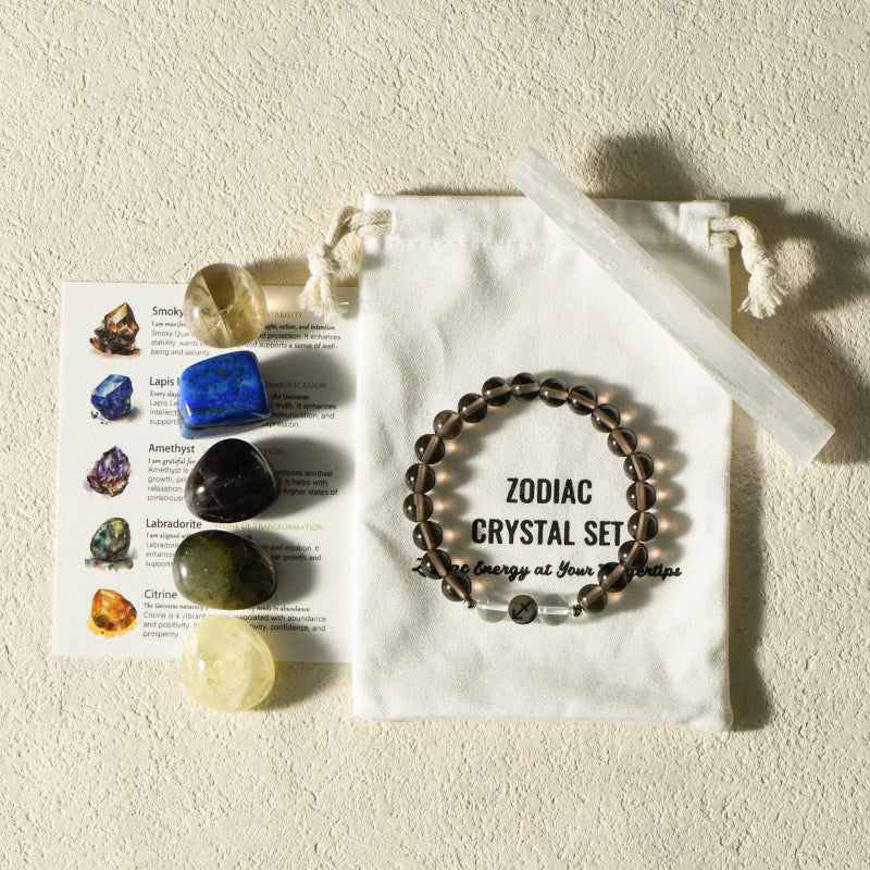 Sagittarius Set with Healing Stone, Bracelet, Selenite, and Sodalite for Sagittarius adventure.