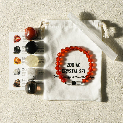 Scorpio Set with Healing Stone, Bracelet, Selenite, and Obsidian for Scorpio transformative energy.