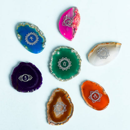 Seven Chakra Tumbled Stone Photo Frame for decor, balancing energy with colorful chakra stones.