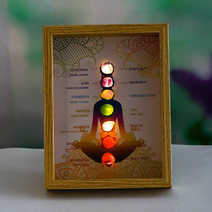 Seven Chakra Tumbled Stone Photo Frame (Lighted)