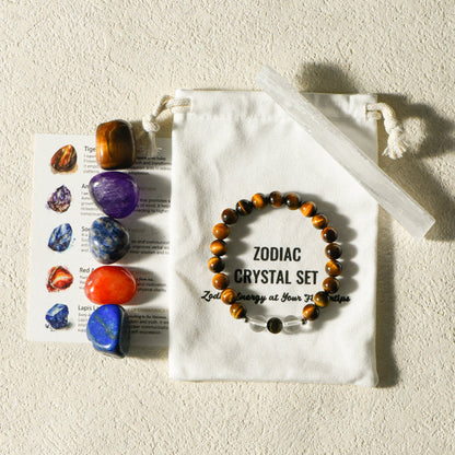 Taurus Set with Healing Stone, Bracelet, Selenite, and Rose Quartz for Taurus grounding energy.