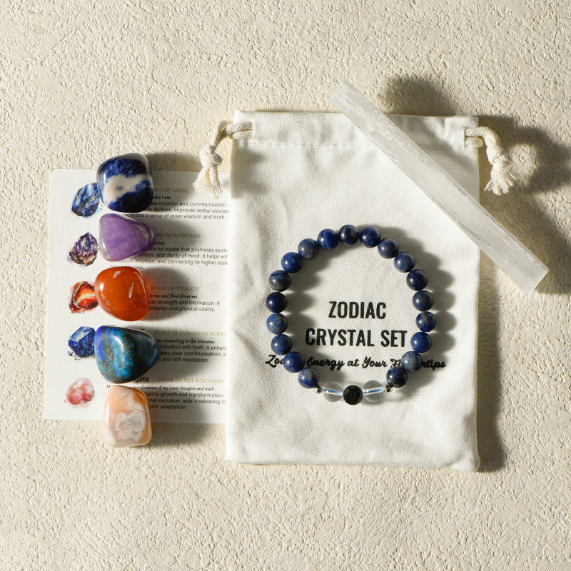 Virgo Set with Healing Stone, Bracelet, Selenite, and Amazonite for Virgo clarity and focus.