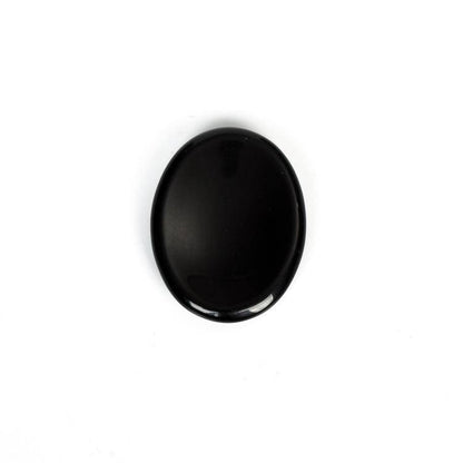 Black Obsidian Worry Stone with glossy black finish, ideal for protective energy and stress relief.