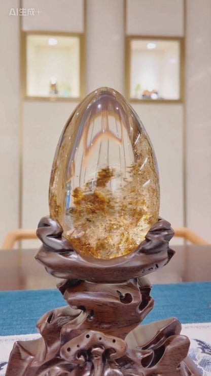 Natural Feng Shui Clear Quartz Decor — “The Golden Blossom”